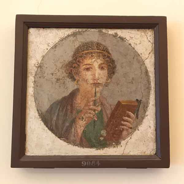 Affresco con ritratto della poetessa Saffo al MANN di Napoli